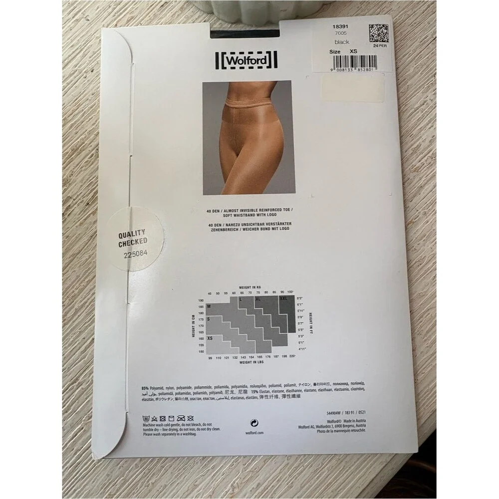 NWT Wolford Neon 40 Black Tights Size XS